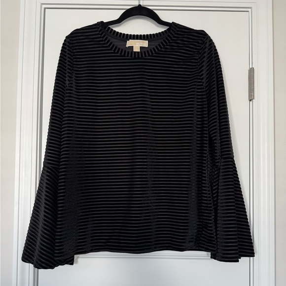 Michael Kors Sheer Black Velvet Striped Blouse - Picture 1 of 6